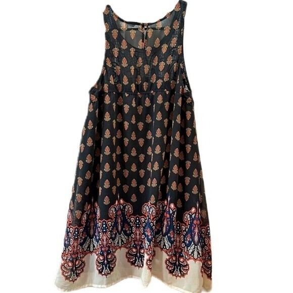 Blu Pepper Black Multicolor Geometric Boho Print Sleeveless Dress Size‎ Small - Picture 2 of 14